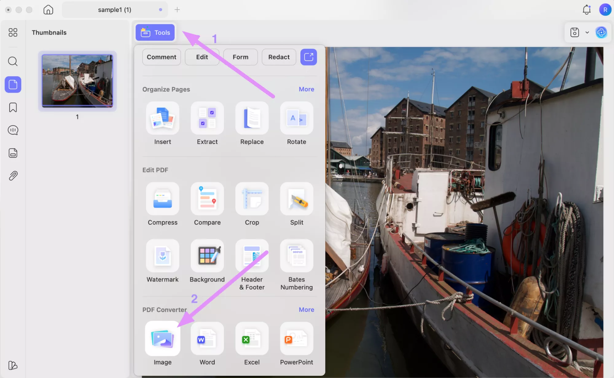 access the pdf to image converter updf mac