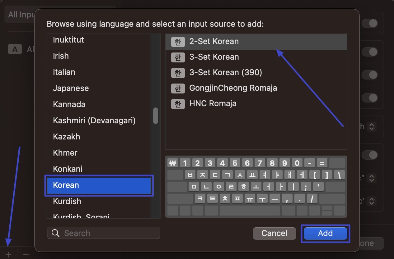 add desired language