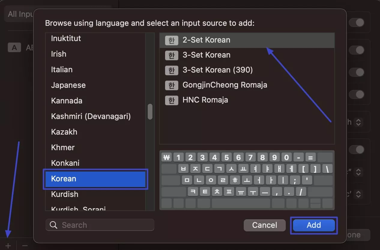 add desired language
