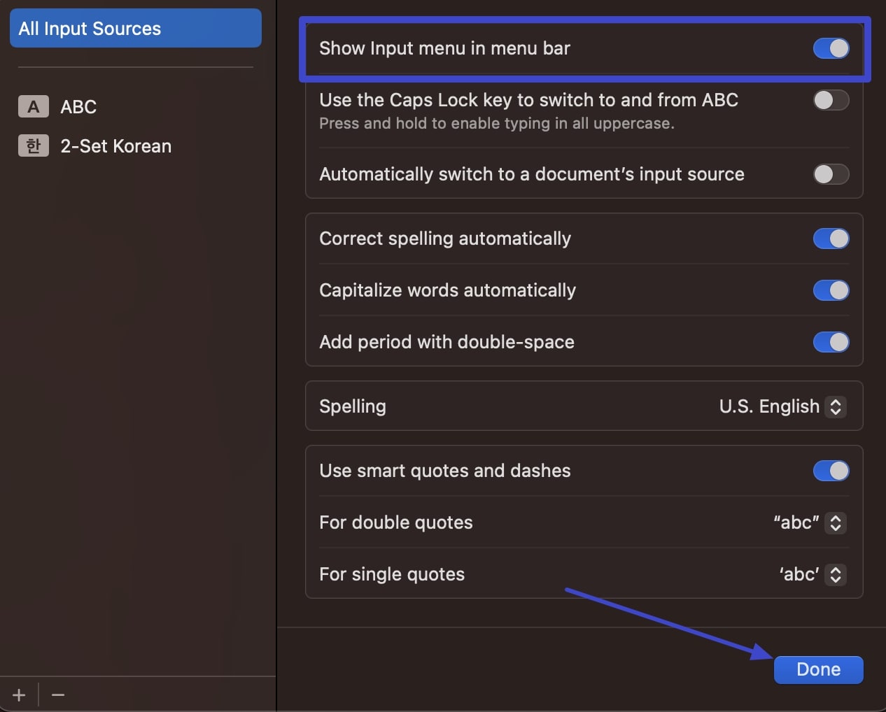 display language as shortcut