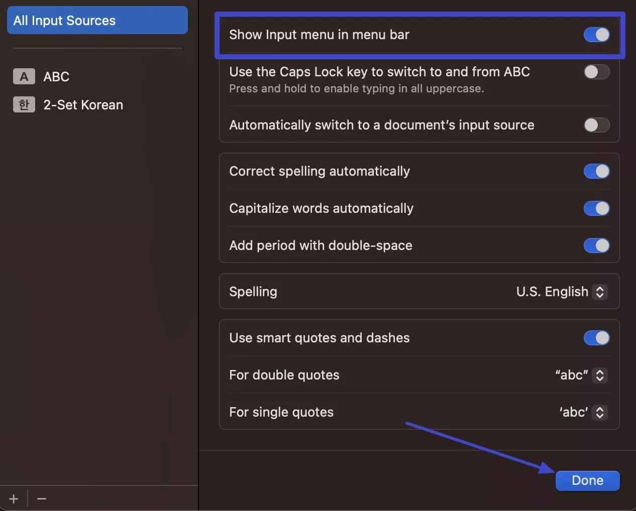 display language as shortcut