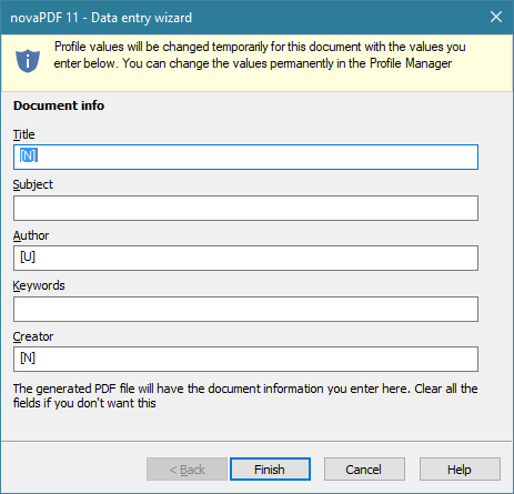  add metadata in novapdf