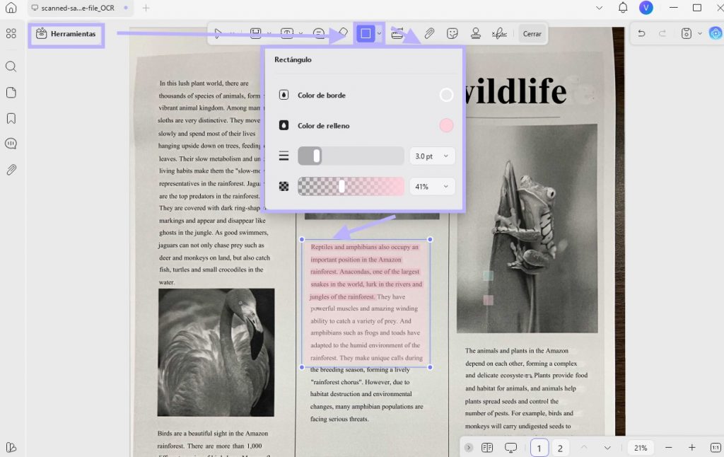 Añadir forma para hacer resaltado por área en PDF con UPDF en Windows