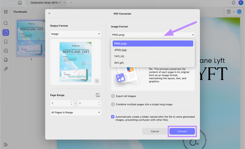 adjust settings and convert to desired image updf mac