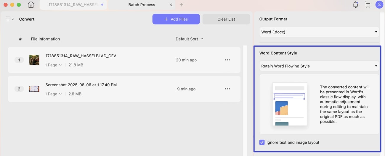 adjust style and content settings 