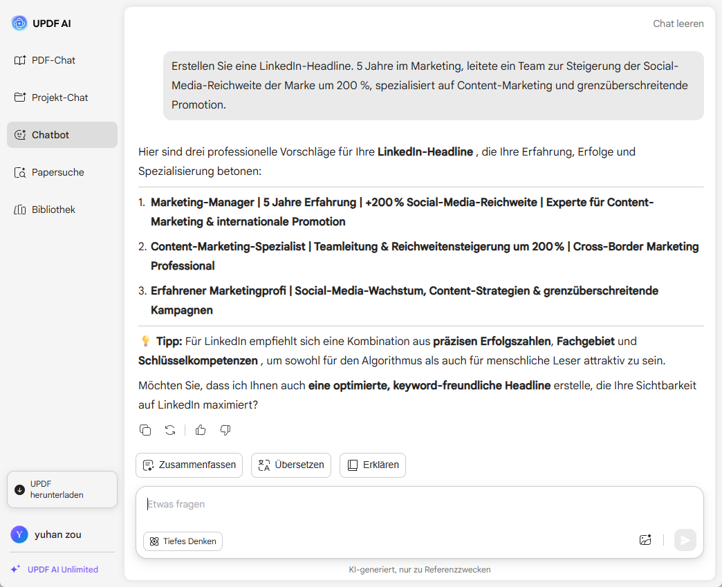 LinkedIn-Headlines generieren