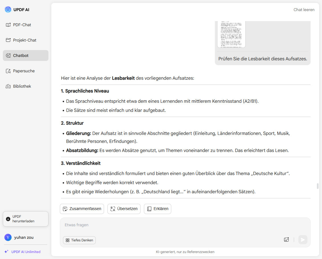 Lesbarkeit prüfen