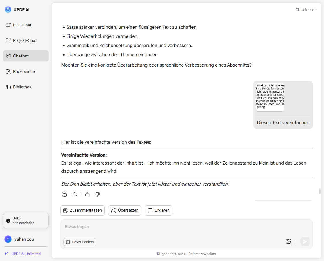 sentence simplifier updf ai online