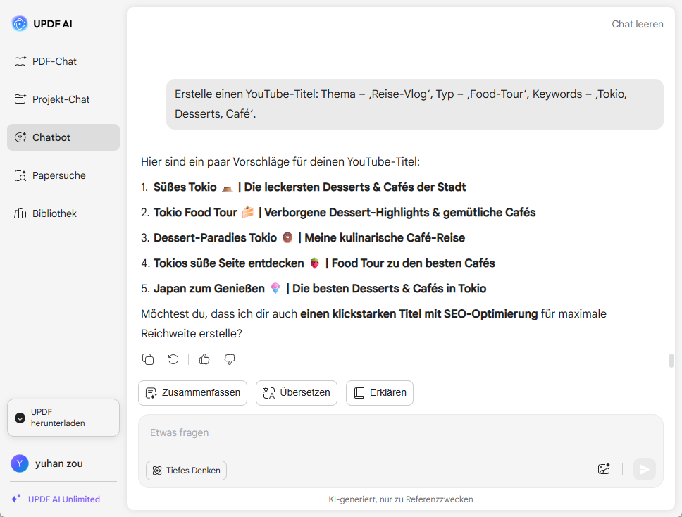 generate youtube title