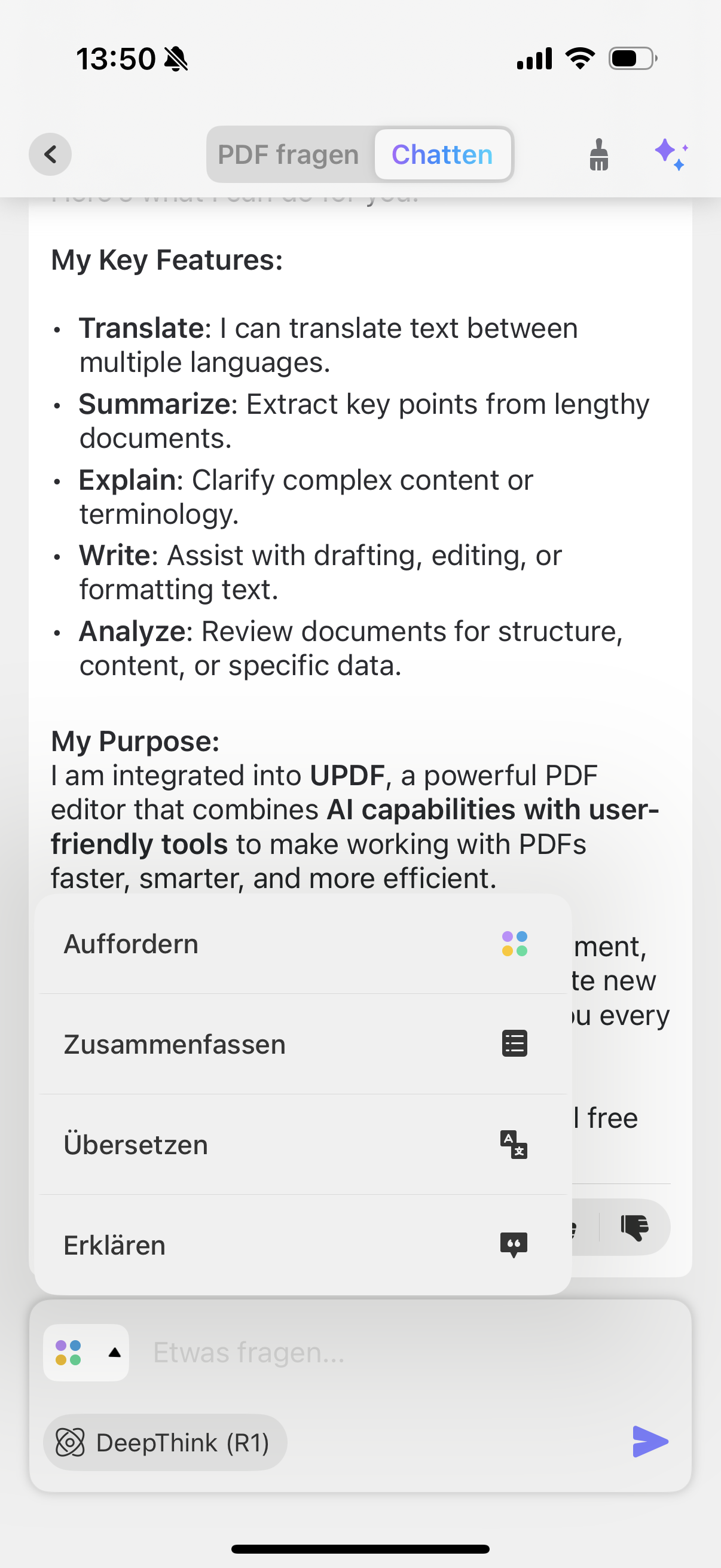 Eingabeaufforderungen erklären PDF UPDF AI