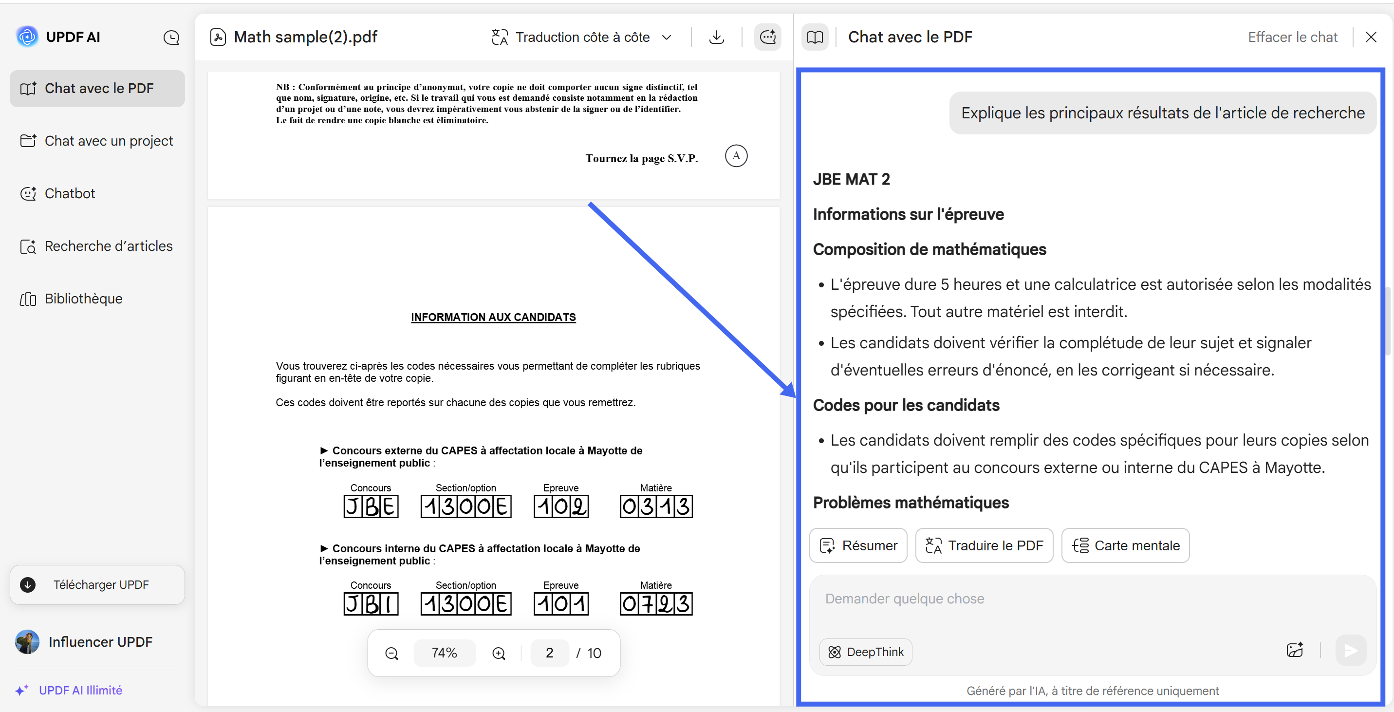 discuter avec pdf updf ai en ligne