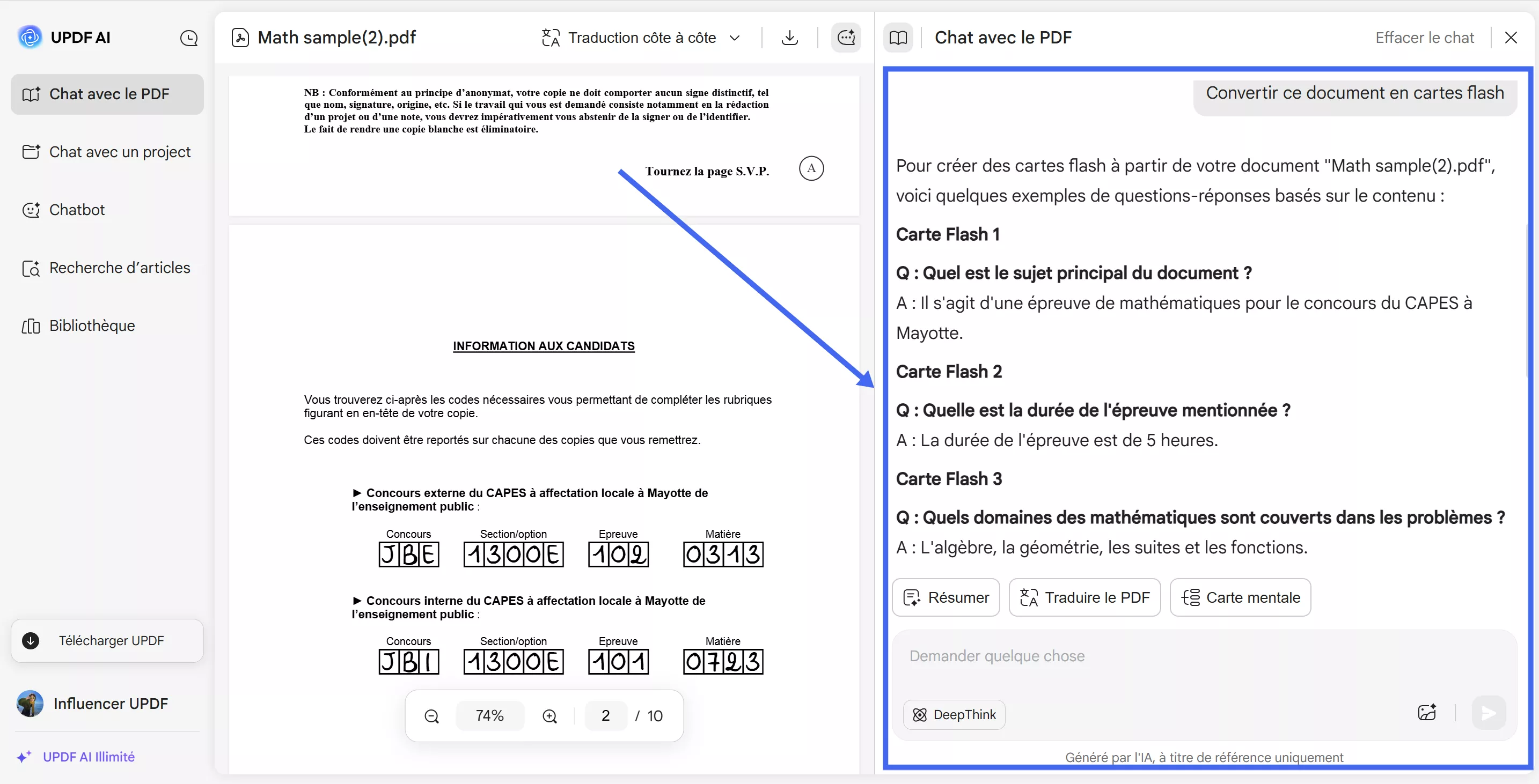 convertir un PDF en carte flash en ligne avec updf ai