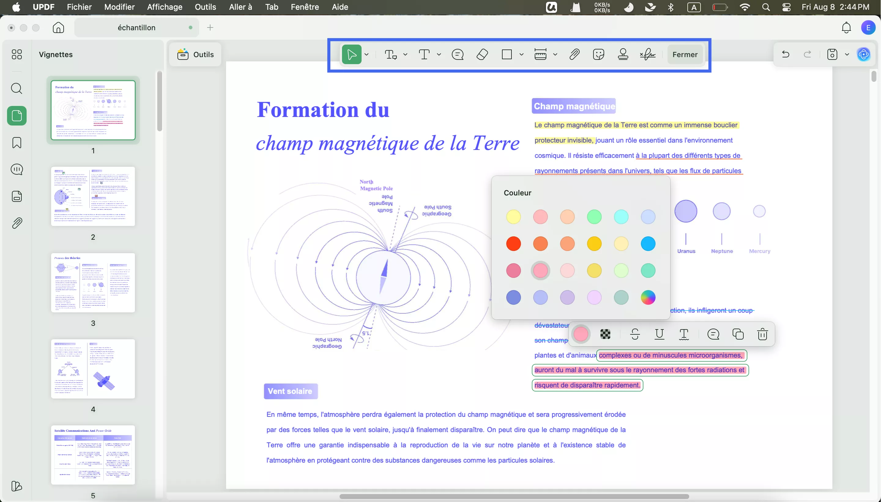 fonctionnalité d'annotation et de surbrillance pour Mac UPDF