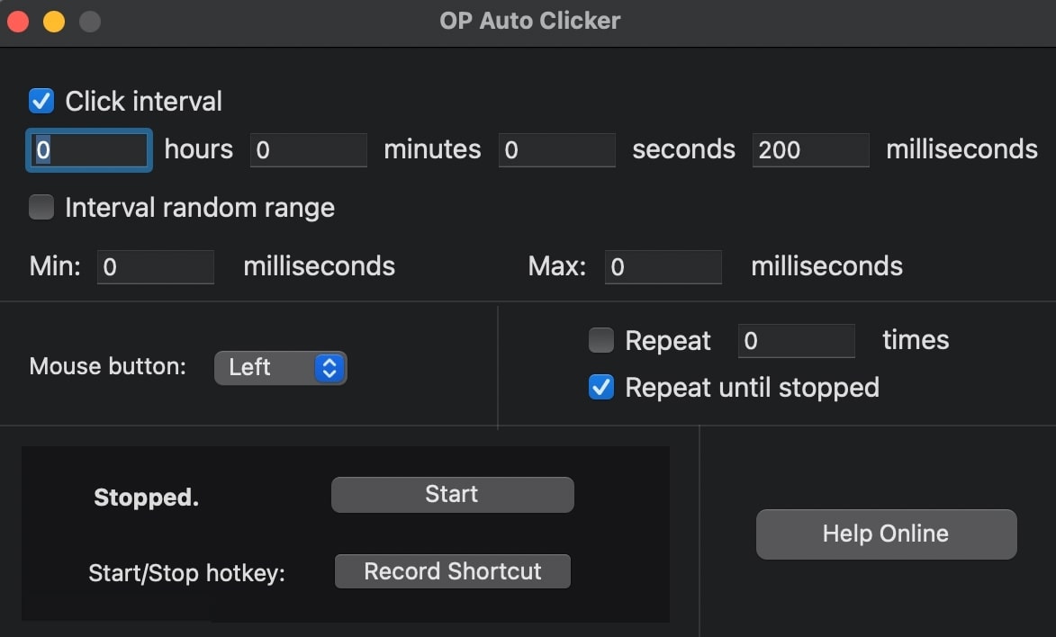 set clicking values