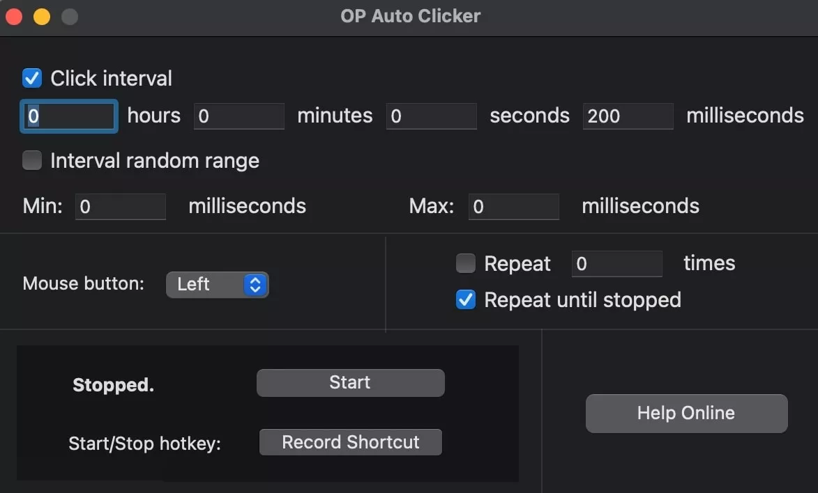 set clicking values