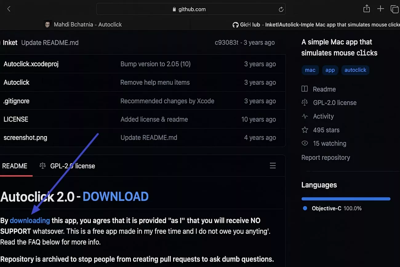 begin download from github