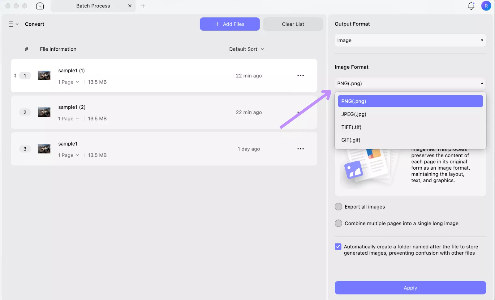 batch convert orf files to png or jpeg updf mac