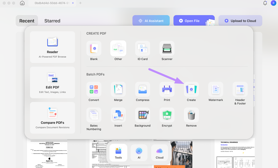 select the batch create option updf mac
