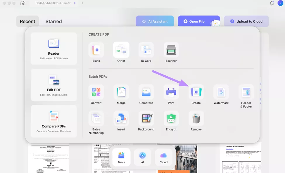 select the batch create option updf mac