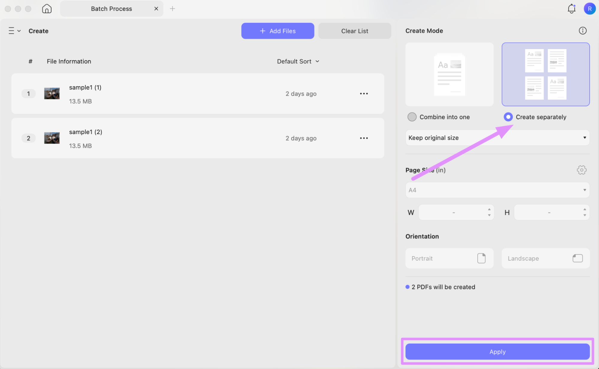 batch create pdfs on updf mac