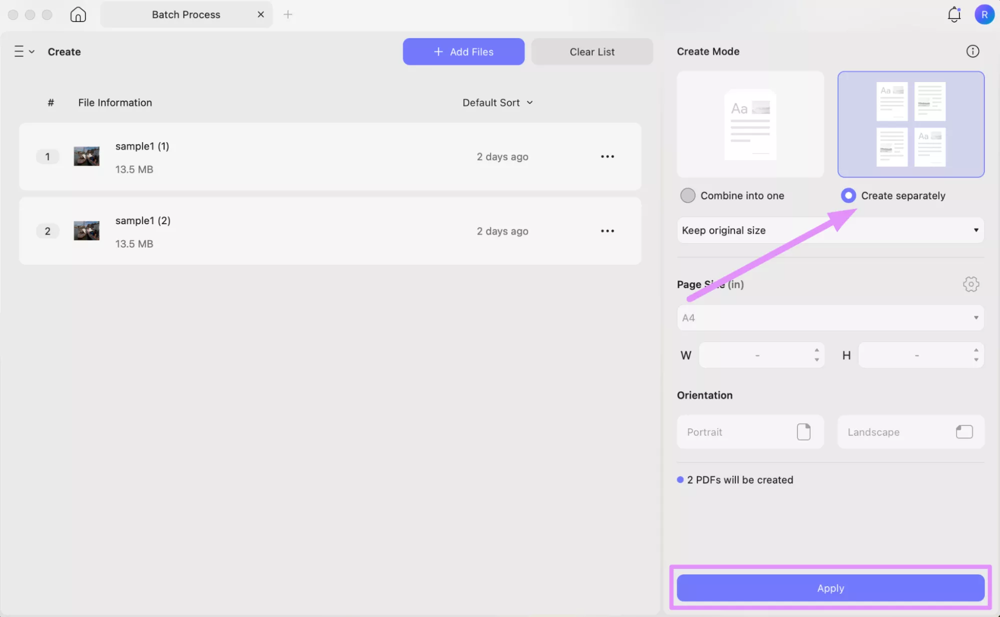 batch create pdfs on updf mac