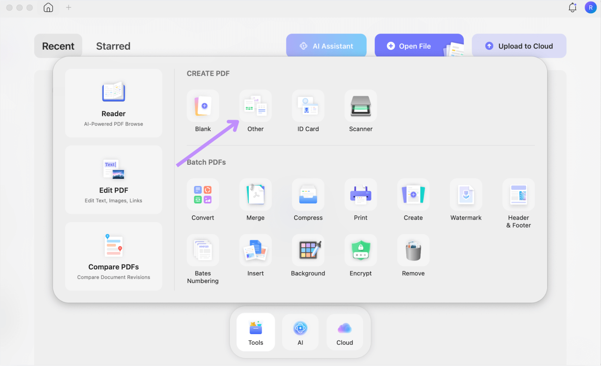 choose others for pdf creation updf mac
