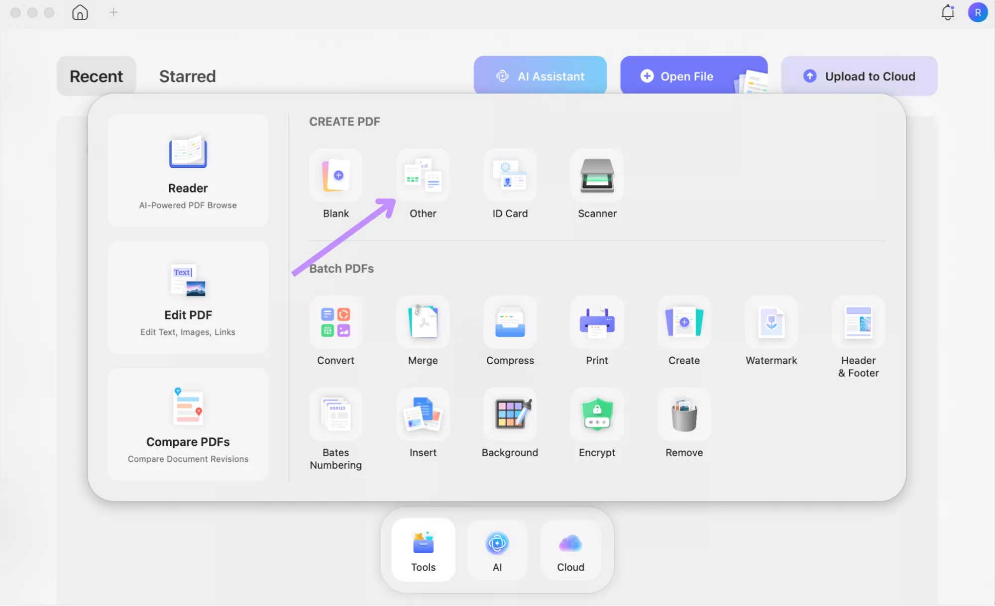 choose others for pdf creation updf mac