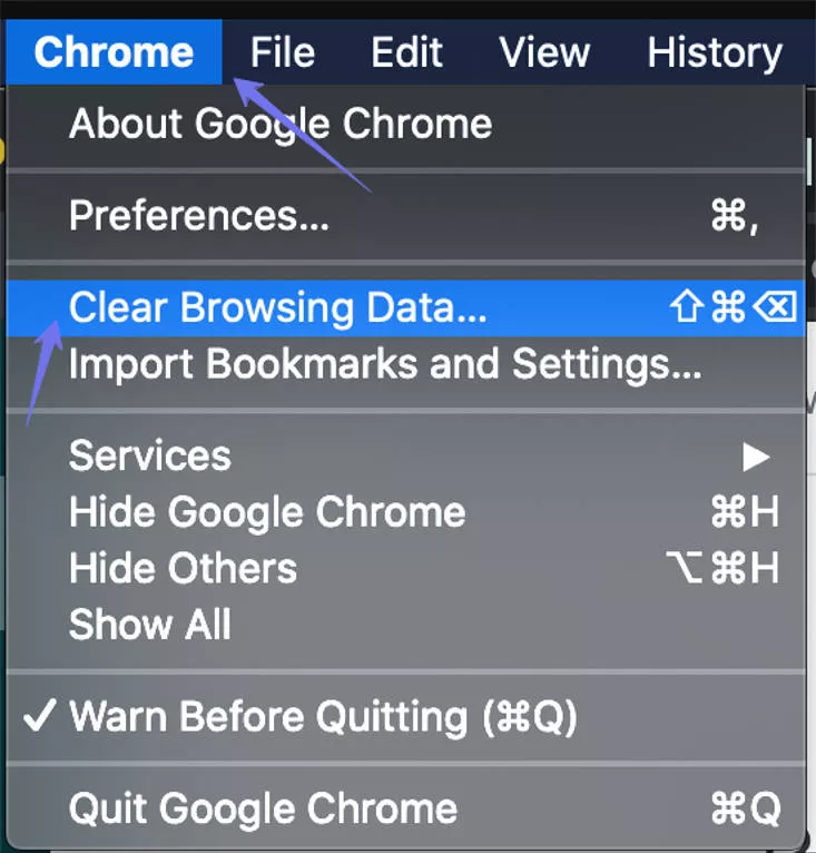  clear chrome browsing data mac