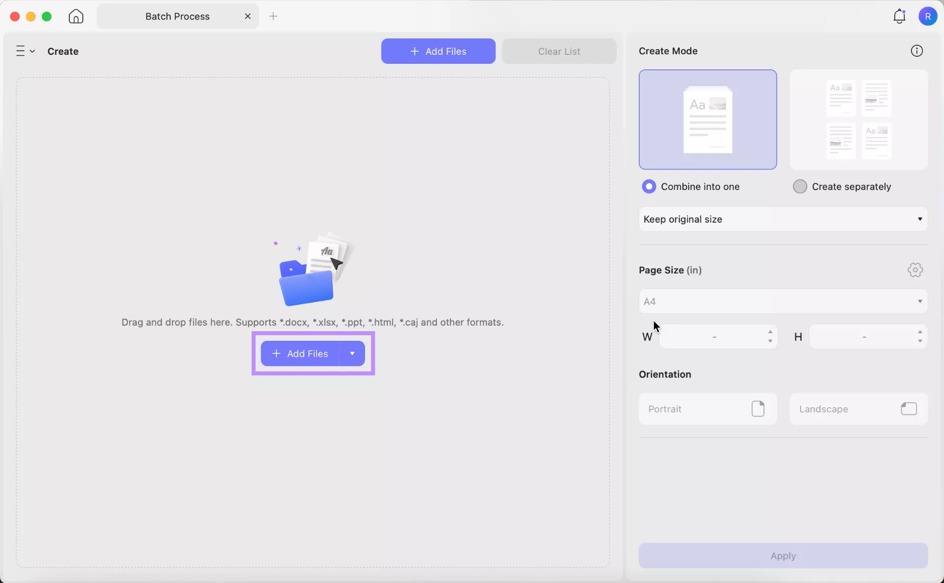 click add files in updf mac
