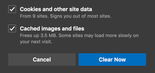 click clear now chrome browser mac