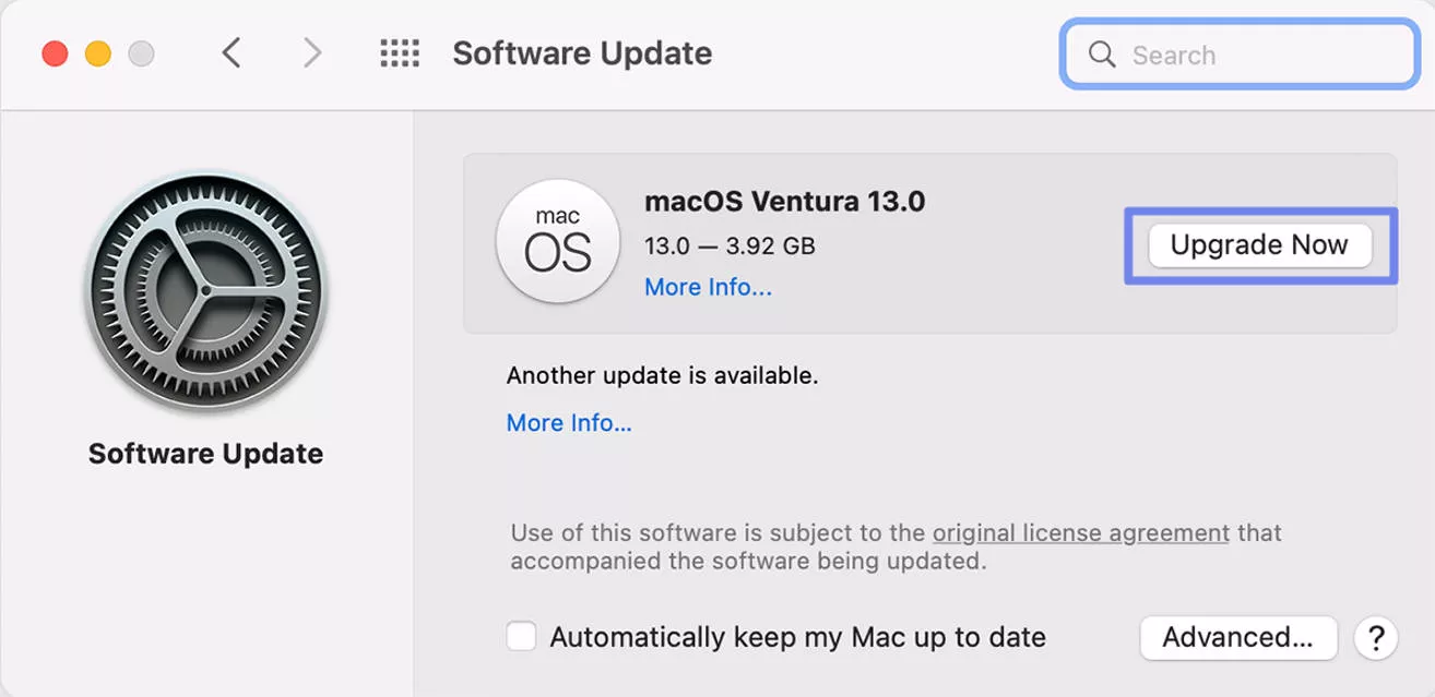  click upgrade now for mac