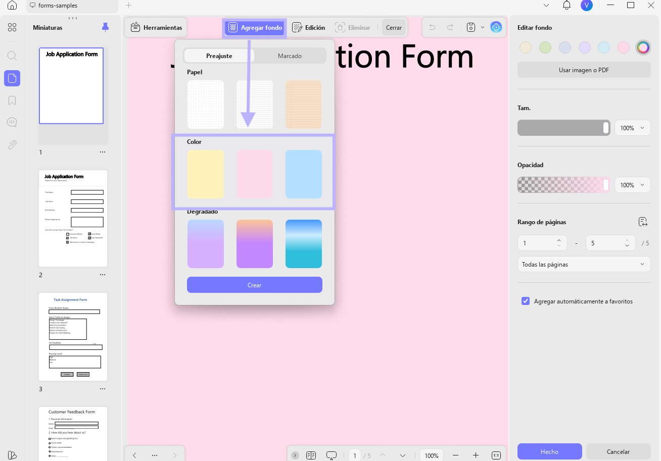 Convertir PDF en blanco y negro a color con UPDF