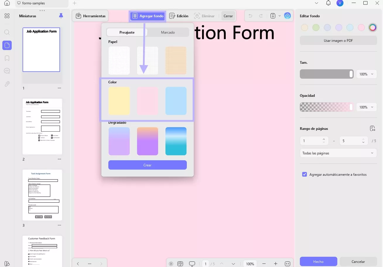 Convertir PDF en blanco y negro a color con UPDF