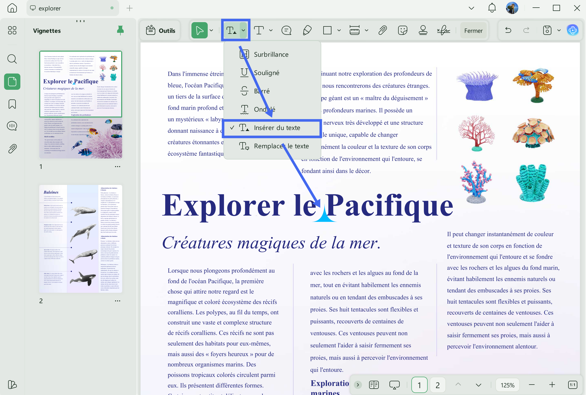 annotation d’insertion de texte