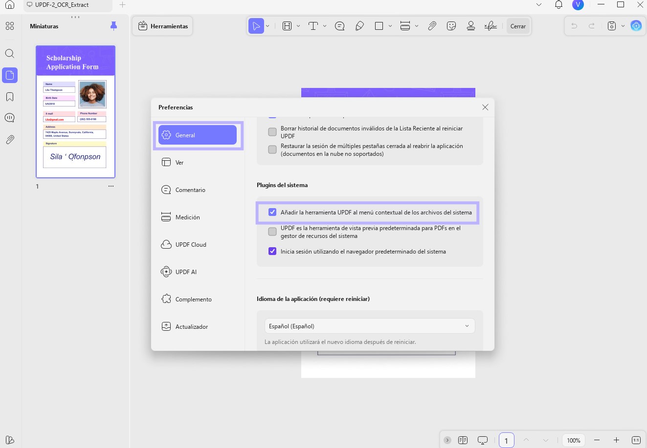 configurar los ajustes