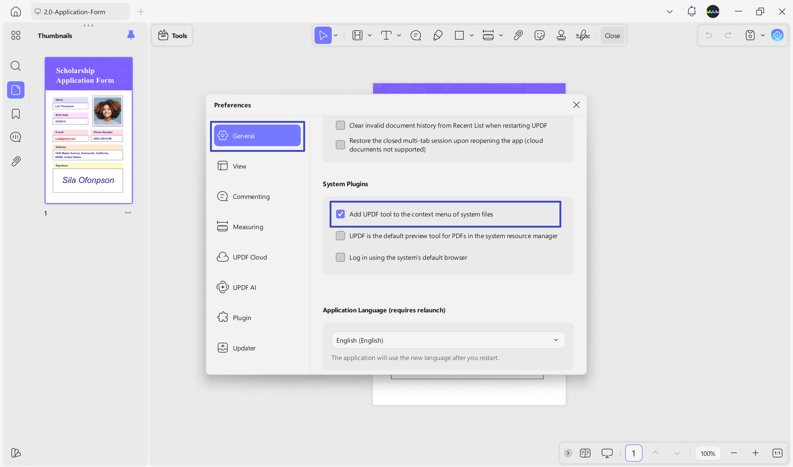 configure the settings
