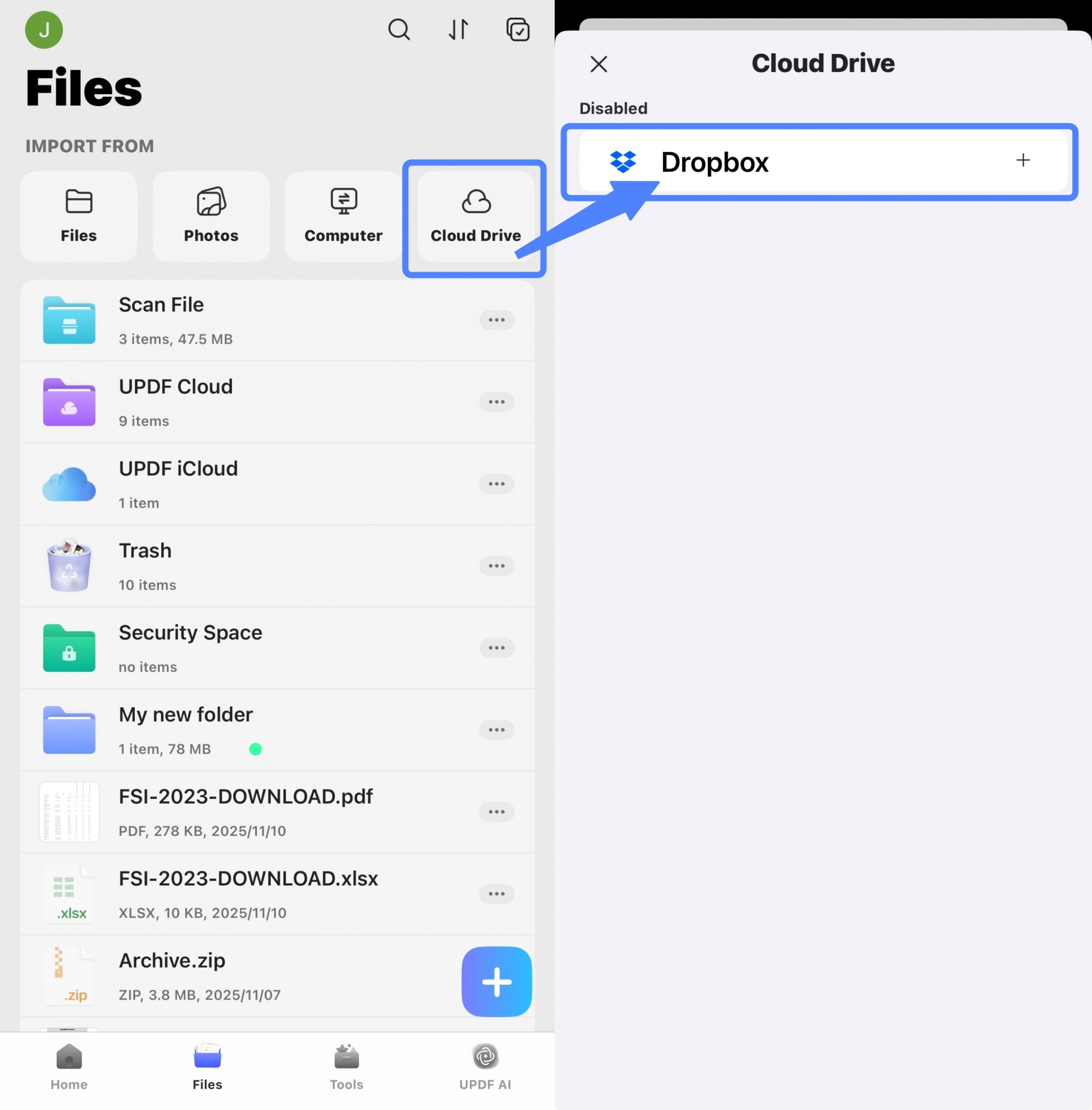 conectar ao dropbox