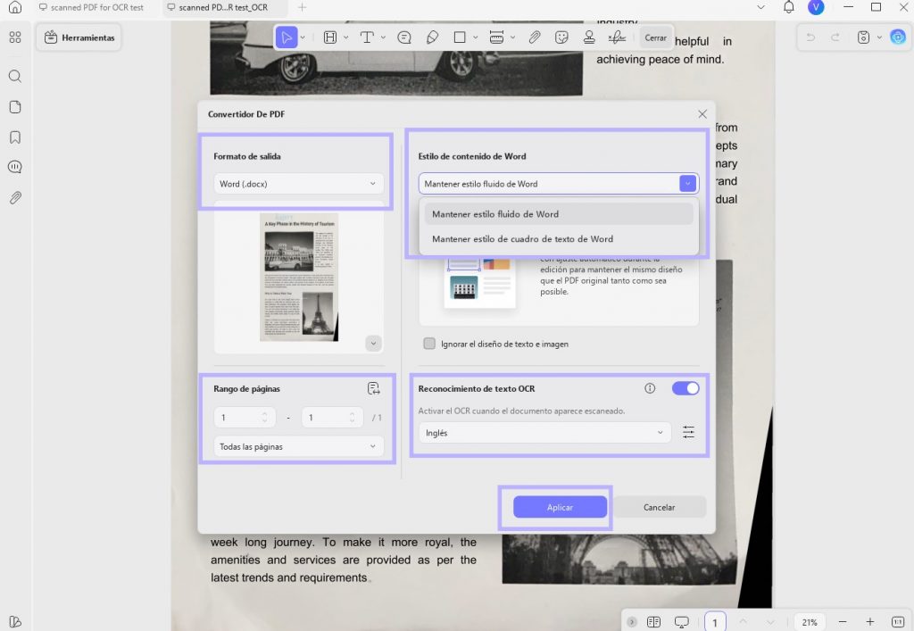 Convertir y hacer OCR