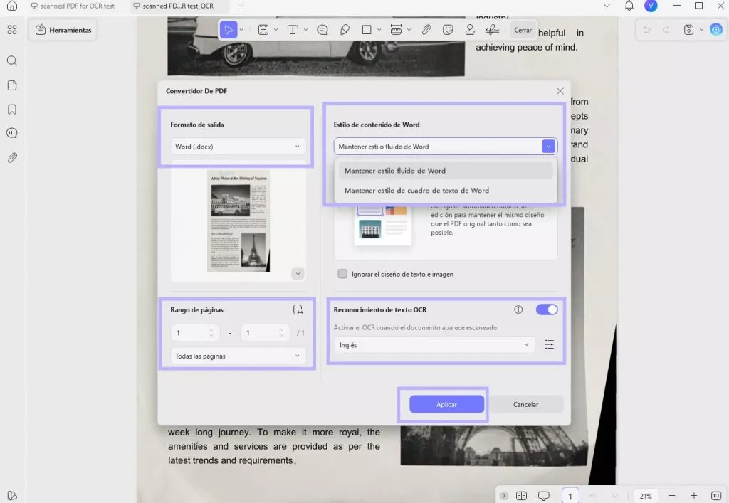 Convertir y hacer OCR