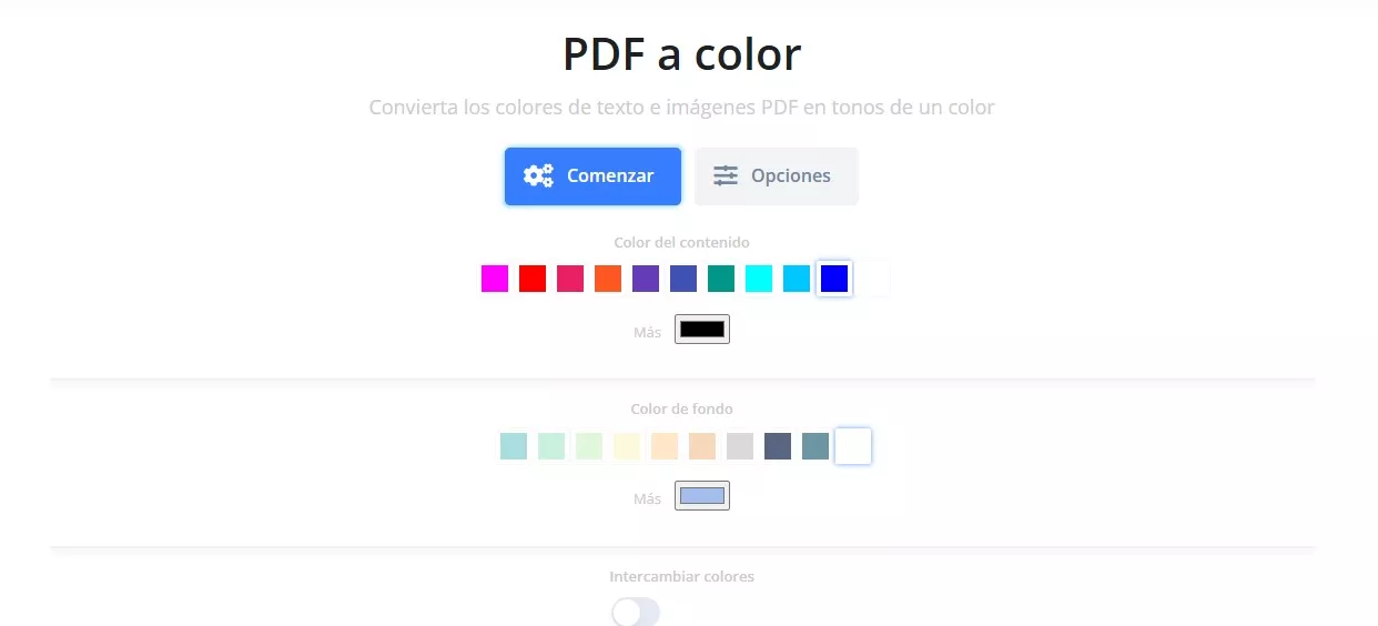 Convertir PDF en blanco y negro a color con i2PDF
