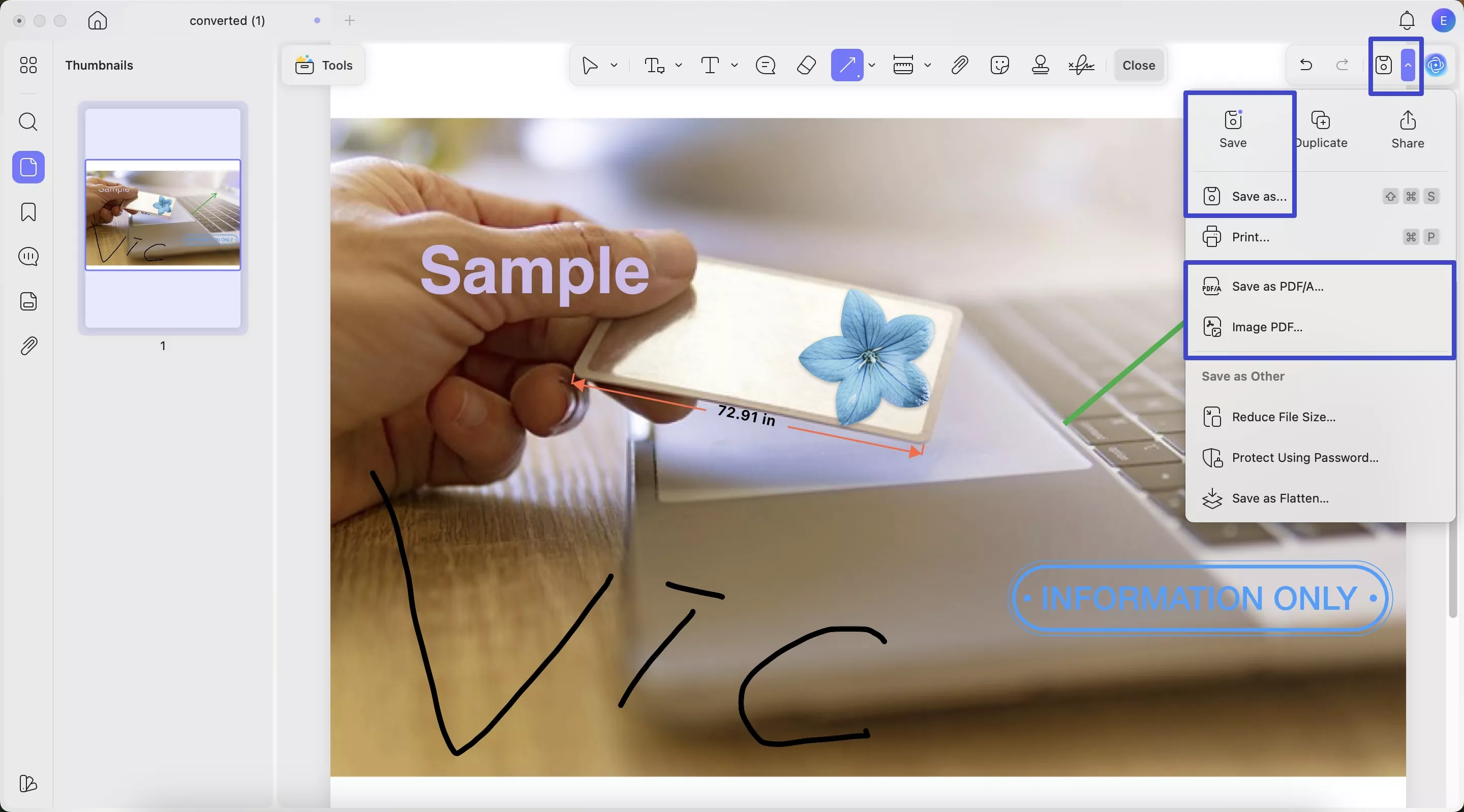 saving file in pdf format