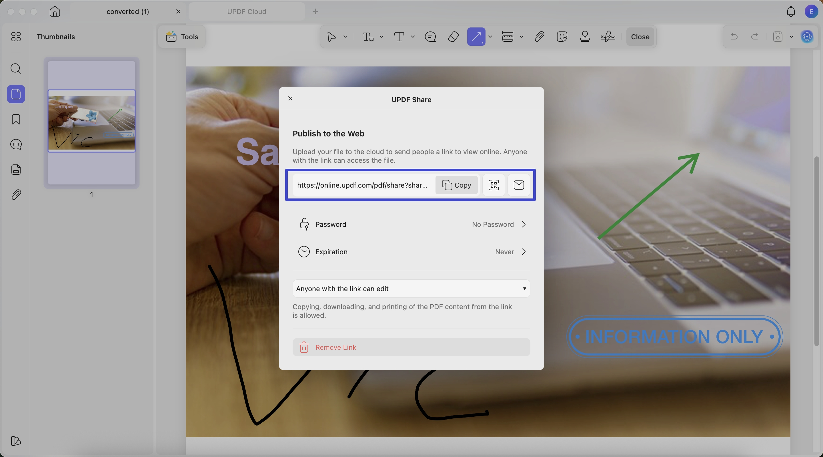 creating link for sharing pdfs
