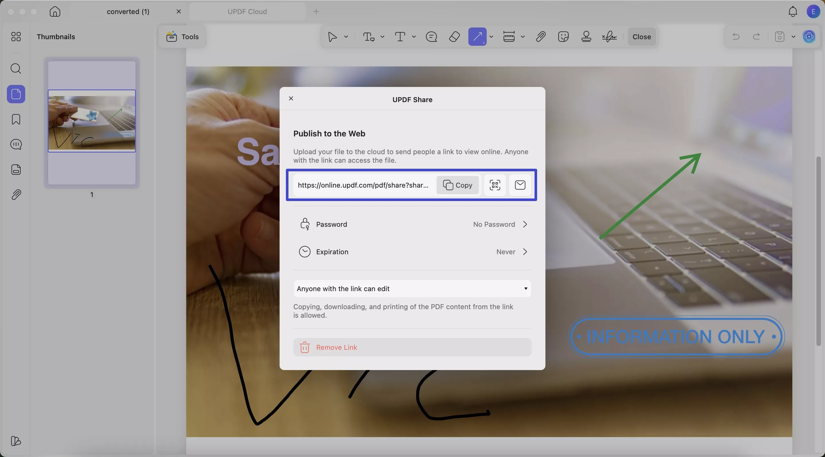 creating link for sharing pdfs
