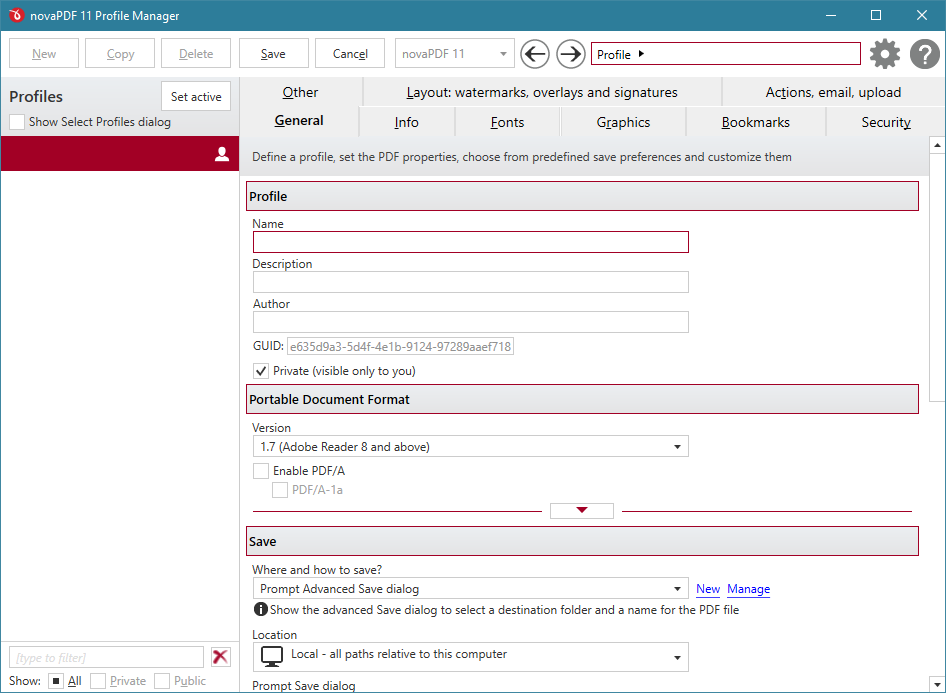  create print profiles in novapdf