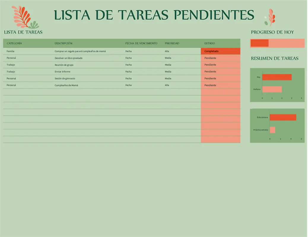 Plantilla de seguimiento diario de tareas en Excel