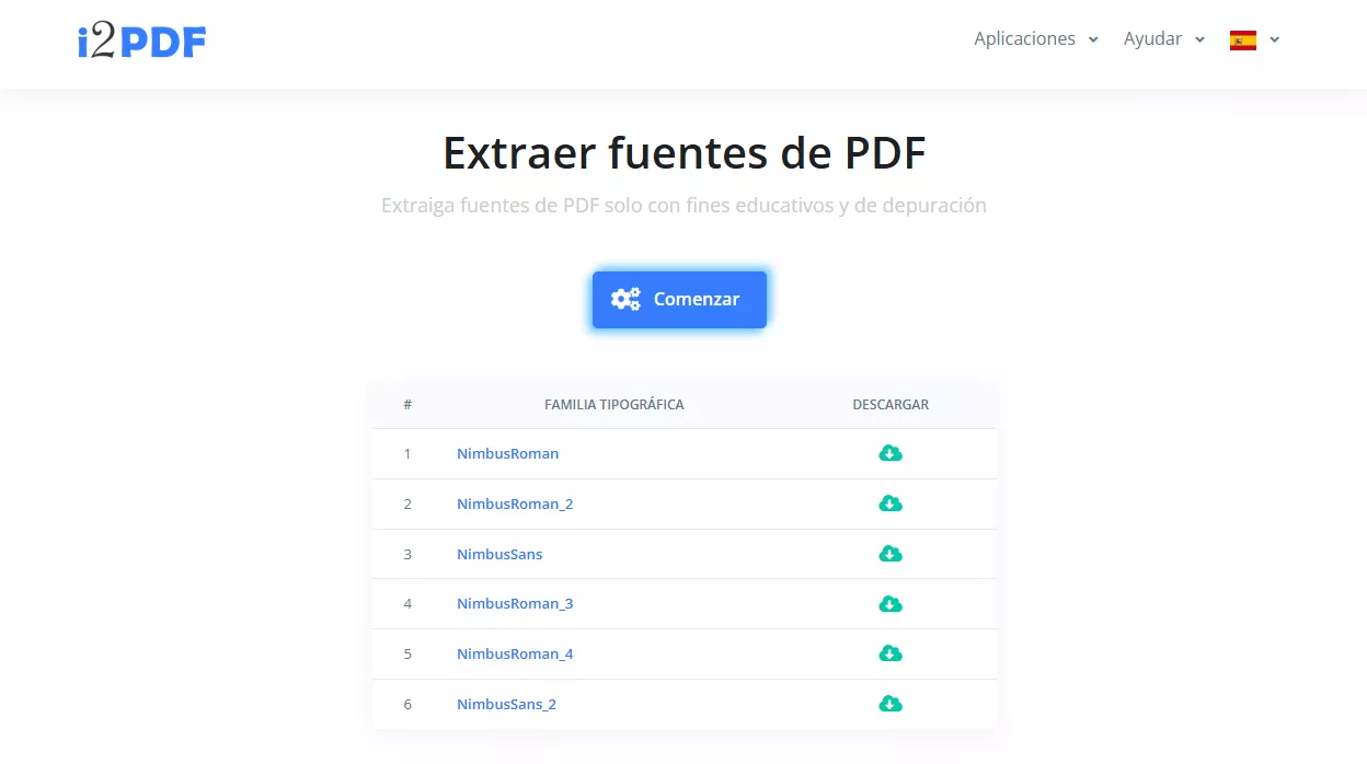 Descargar la fuente encontrada en un PDF