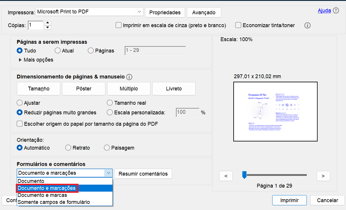 documento e marcações