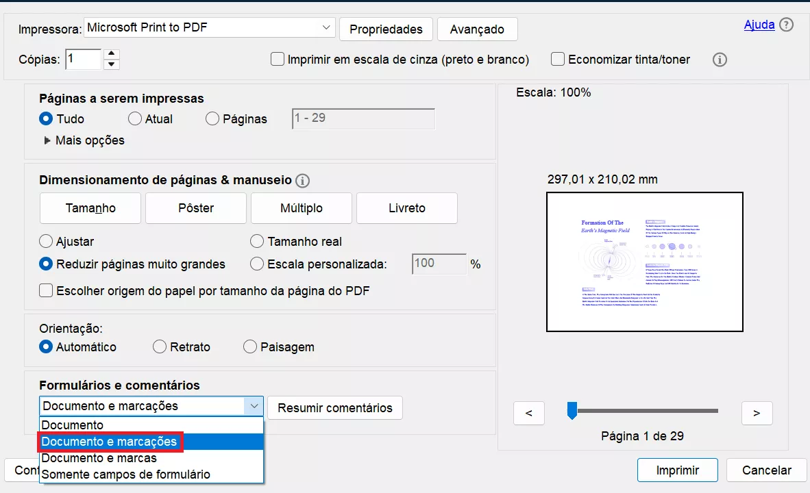 documento e marcações
