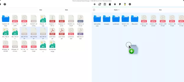 drag-and-drop files on OpenMTP