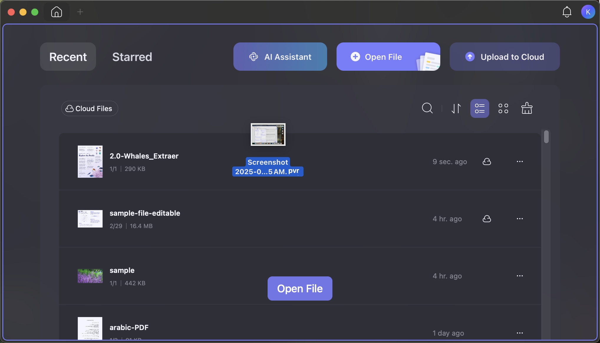  drag the file to the updf mac interface
